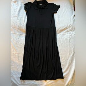 Peter Pan Collared Chic Black soft Jersey Dress